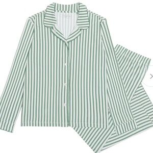 minnow green striped pajama set